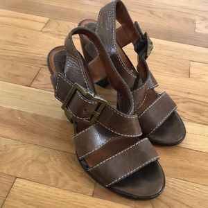 Frye wedge heels brown leather